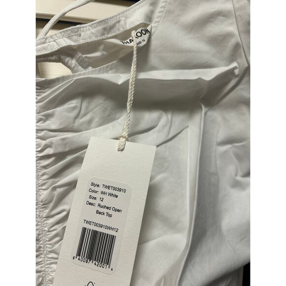 NWT Thakoon Ruched Open Back Cotton Blouse, White - 12 - Picture 3 of 3